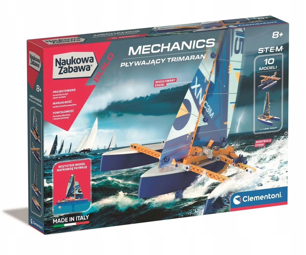 Mechanikos laboratorijos konstravimo rinkinys – plūduriuojantis Trimaranas – Clementoni 50698
