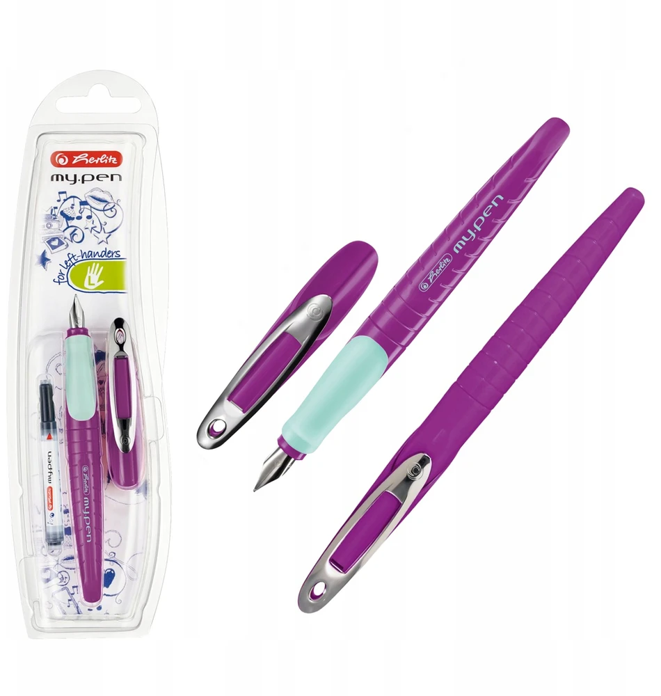 Plunksnakotis Herlitz My.pen kairiarankiams L 10999720 purpurinė-mėtų