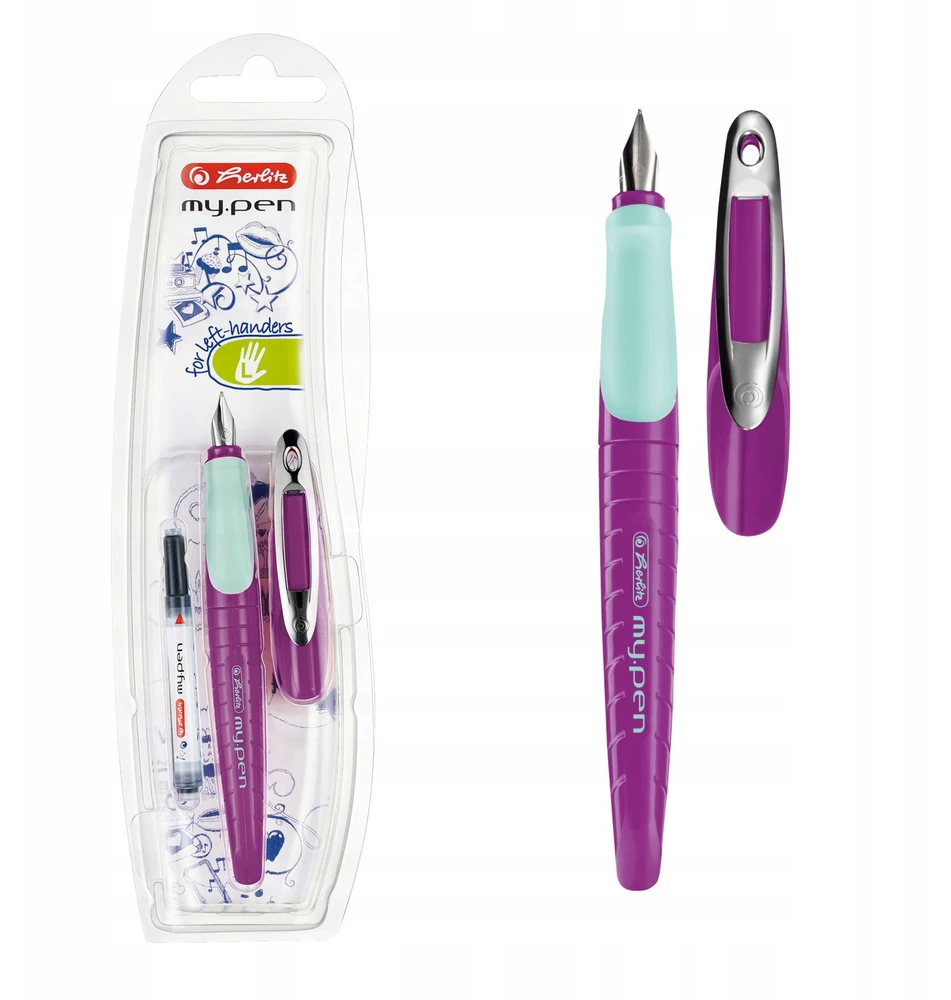 Plunksnakotis Herlitz My.pen kairiarankiams L 10999720 purpurinė-mėtų