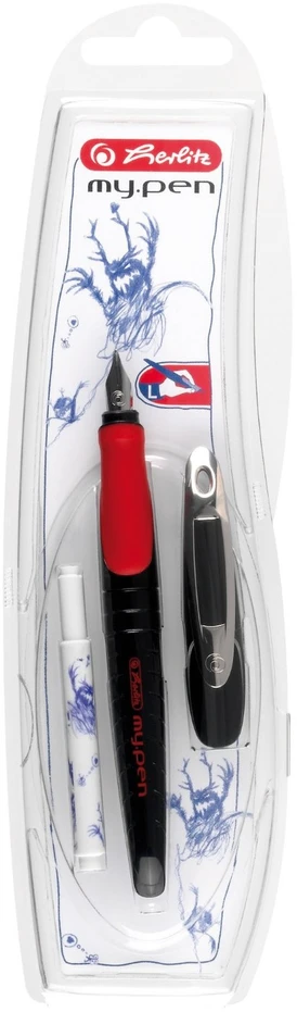 Plunksnakotis Herlitz My.pen kairiarankiams L 10999720 balta-juoda