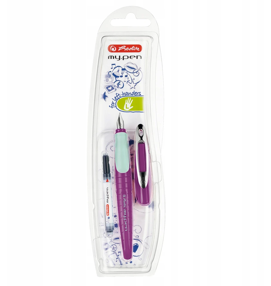 Plunksnakotis Herlitz My.pen kairiarankiams L 10999720 purpurinė-mėtų