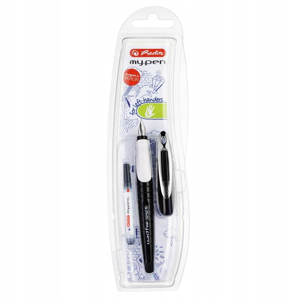 Plunksnakotis Herlitz My.pen kairiarankiams L 10999720 juoda-balta