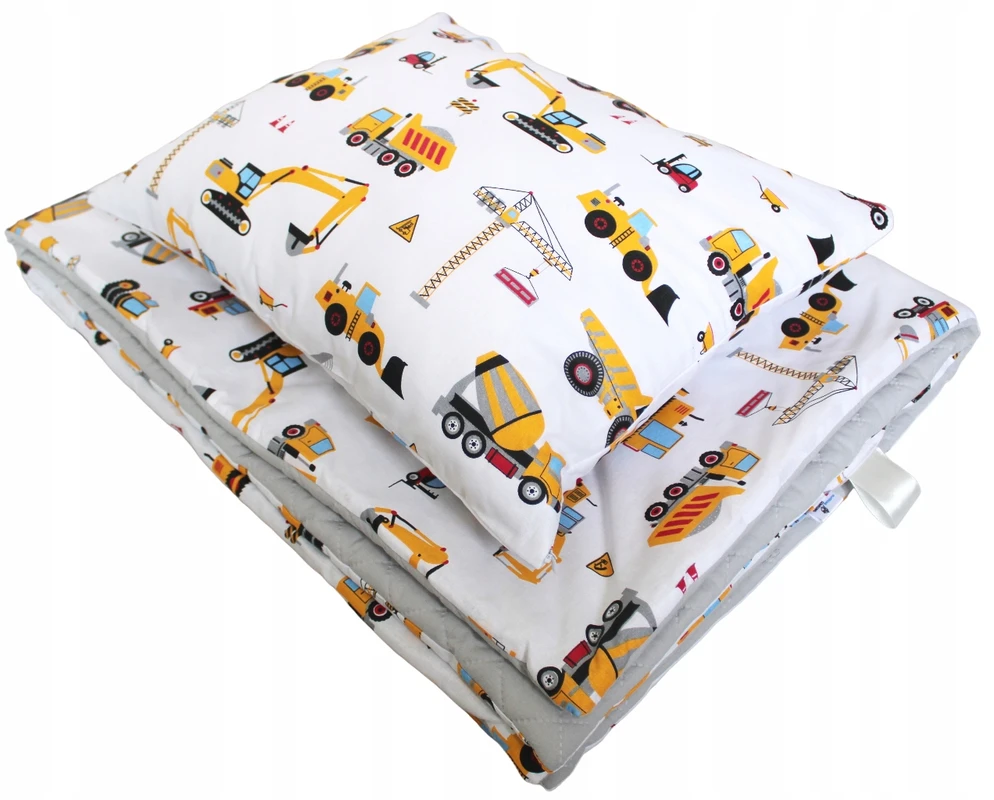 Pluszowe Sowkowo Darželio patalynė 100x135 geltoni ekskavatoriai 5 vnt Bob + muslin