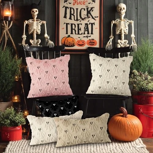 Pluszowe Sowkowo Poszewki na poduszki pluszowe Halloween duch 45x45 cm 2 vnt.