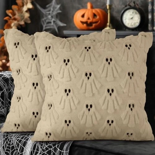 Pluszowe Sowkowo Poszewki na poduszki pluszowe Halloween duch 45x45 cm 2 vnt.