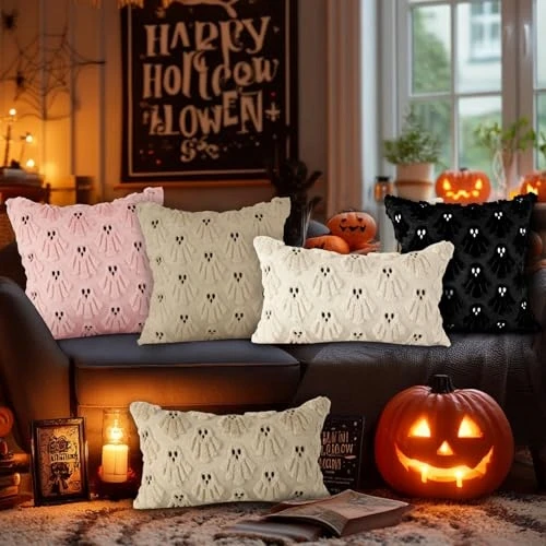 Pluszowe Sowkowo Poszewki na poduszki pluszowe Halloween duch 45x45 cm 2 vnt.