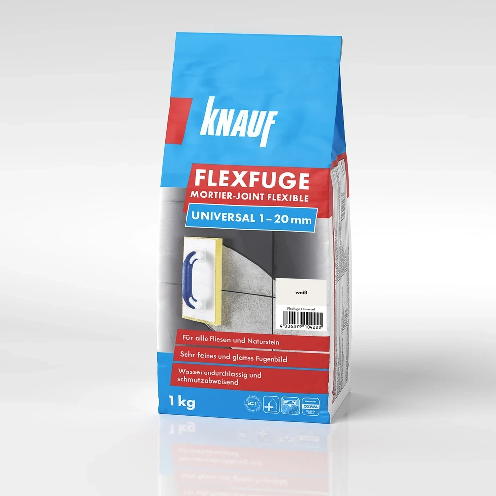 KNAUF FLEXFUGE UNIVERSAL WEISS 5KG Elastinis plytelių siūlių užpildas(nuo 1-20 mm)