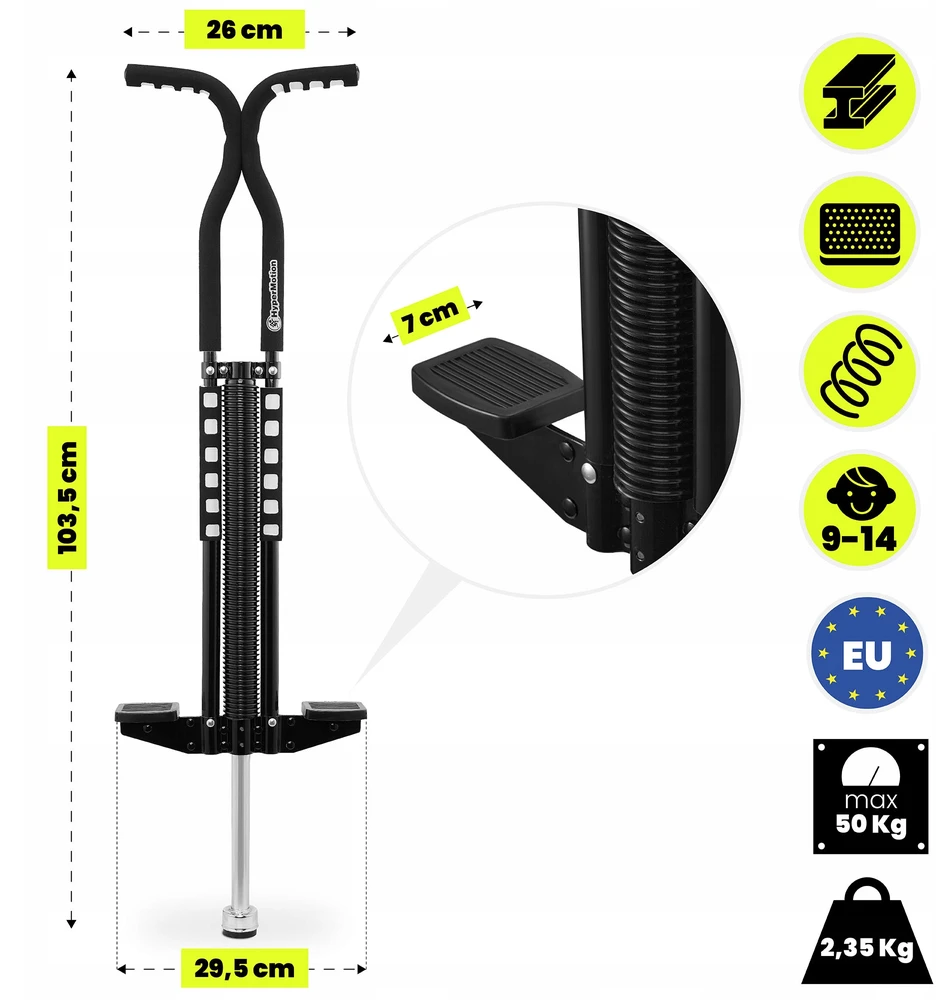 POGO spyruoklinis megztinis vaikams HyperMotion juodas
