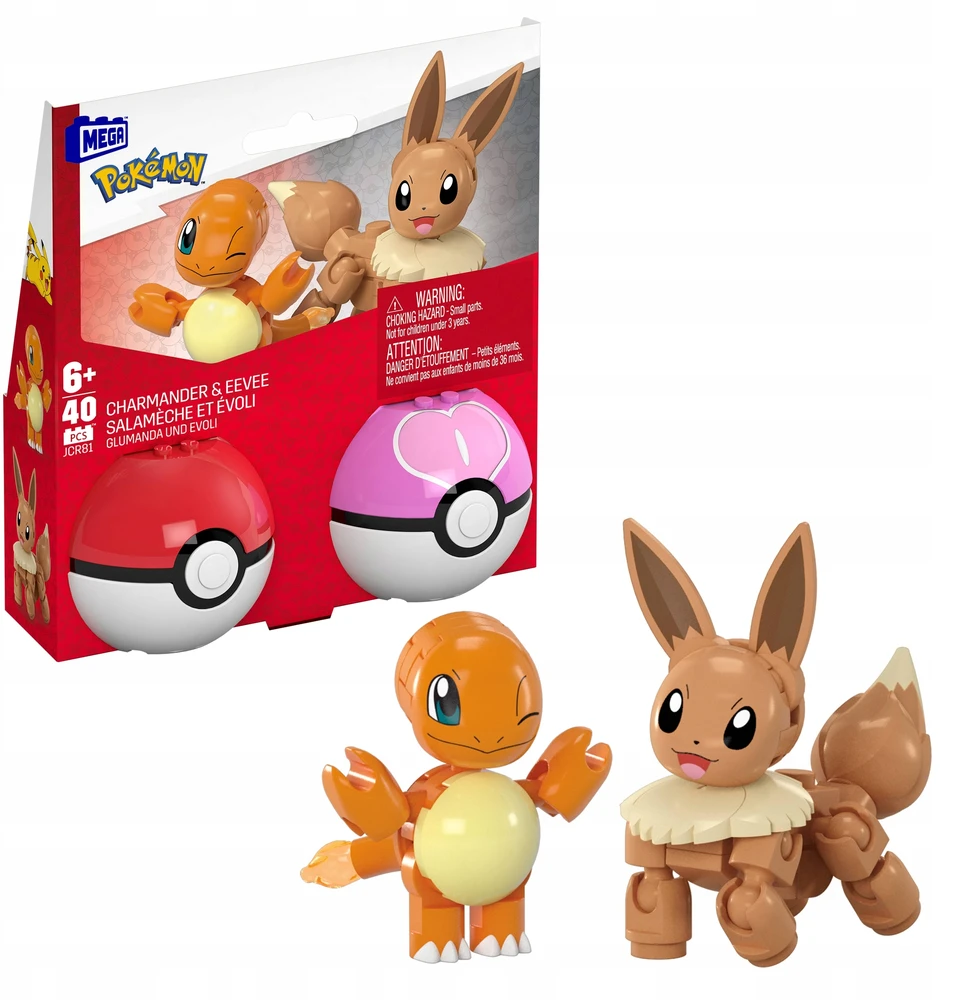 Mega Pokemon Charmander Evee Poke Balle rinkinys