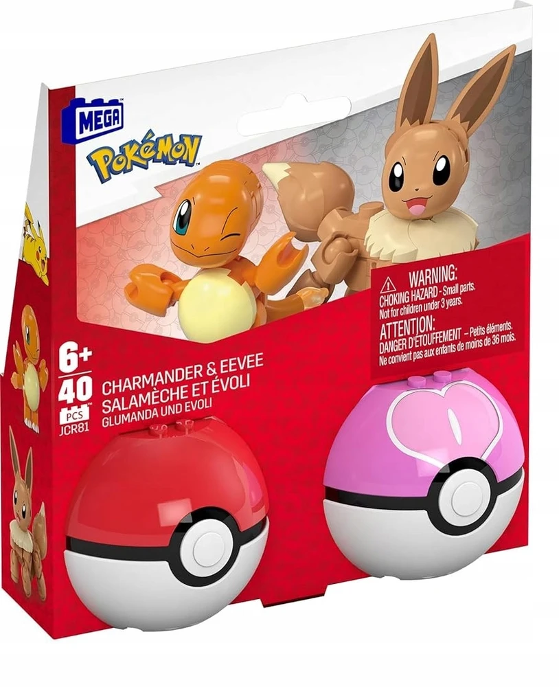 Mega Pokemon Charmander Evee Poke Balle rinkinys