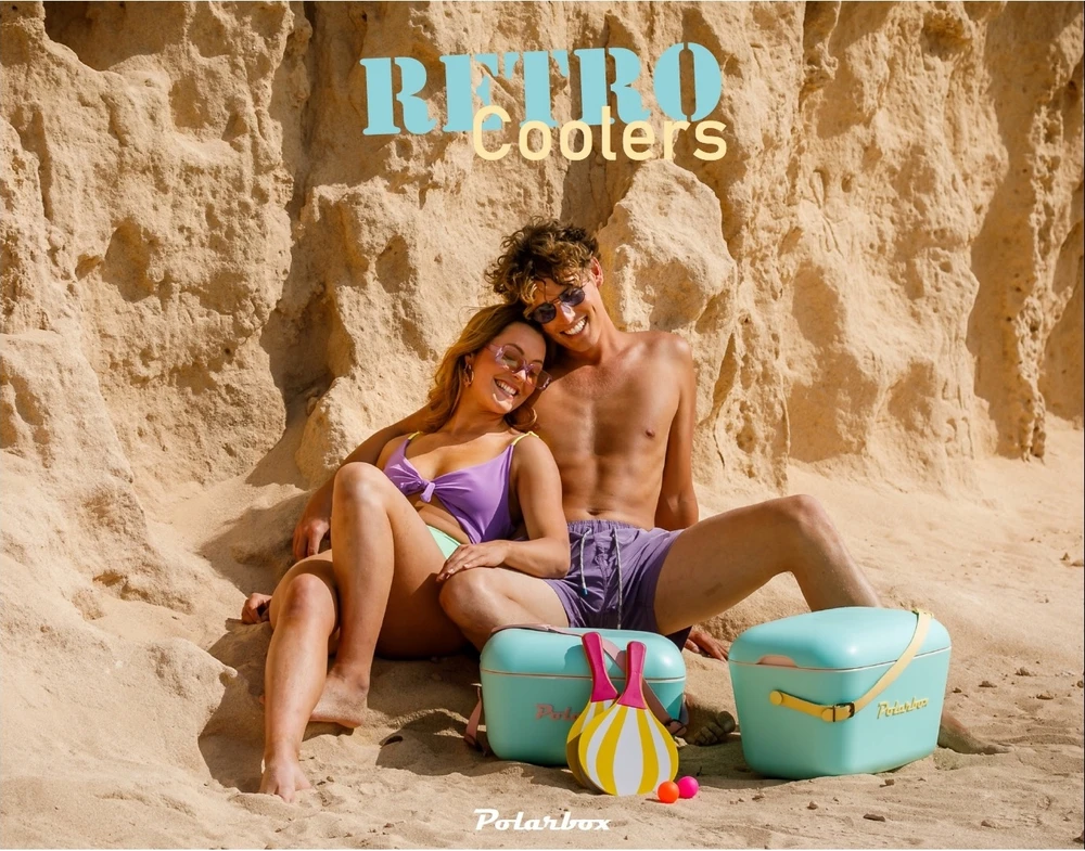 POLARBOX Geltona – Cyan Classic retro šaltkrepšis, 12L
