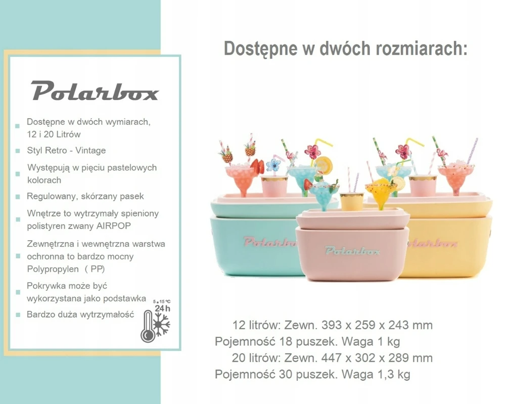 POLARBOX Sky mėlynas – Geltona Classic retro šaltkrepšis, 12L