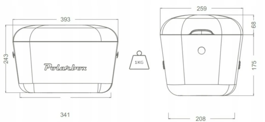 POLARBOX Sky mėlynas – Geltona Classic retro šaltkrepšis, 12L