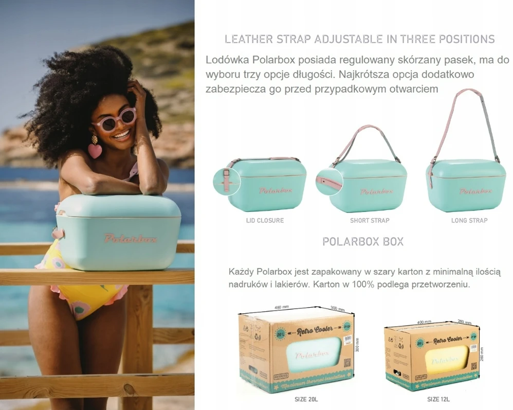POLARBOX Sky mėlynas – Geltona Classic retro šaltkrepšis, 12L