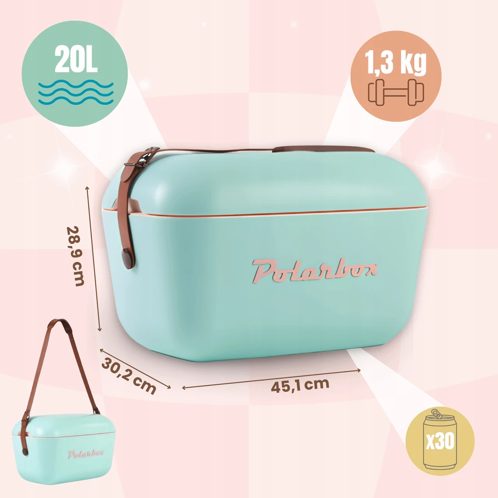POLARBOX TERMINIS KREPŠIS PAPLŪDŽIO PIKNIKO KEMPINGUI RETRO PASSIVE 20L