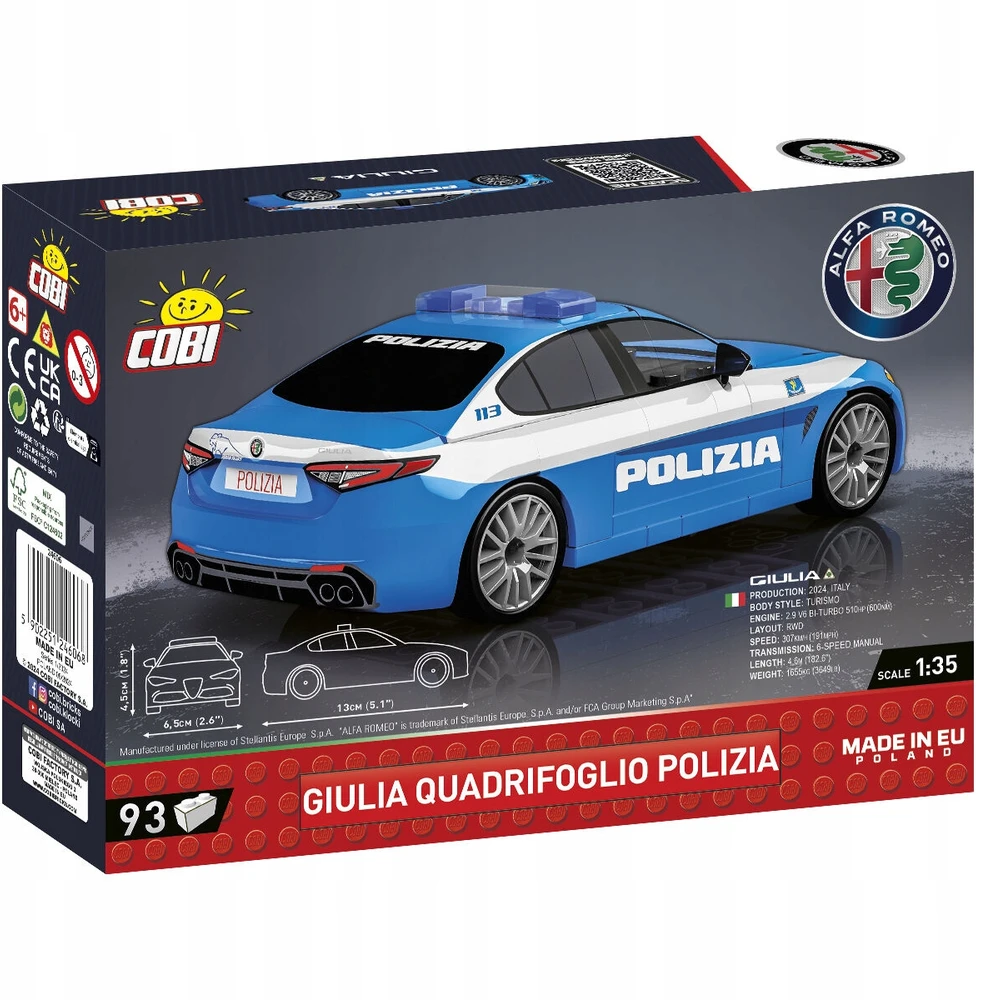 Policijos automobilis - COBI - ALFA ROMEO Giulia Quadrifoglio - 93 vnt - 1:35 - Mišrus