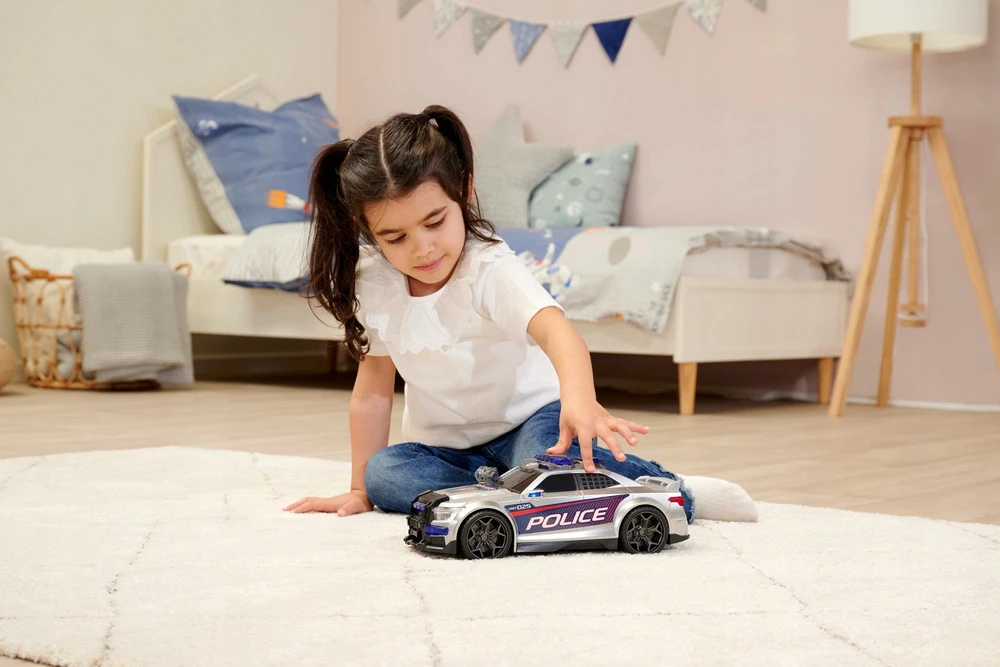 Policijos automobilis Dickie Toys Street Force su šviesos ir garso efektais, sidabrinės spalvos