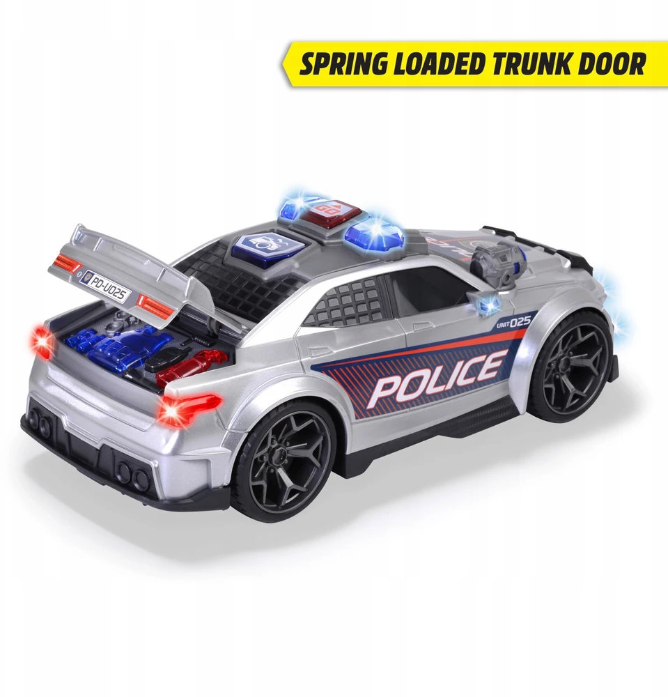 Policijos automobilis Dickie Toys Street Force su šviesos ir garso efektais, sidabrinės spalvos