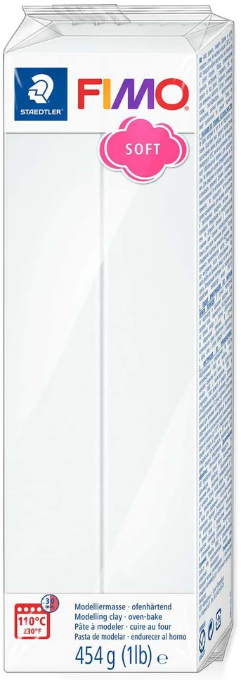 Polimerinė tešla - Fimo - Soft - 454g - Balta n°0 - Lengva rankomis formuoti