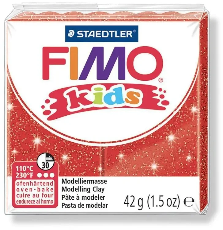 Polimerinis molis vaikams Fimo, blizgios raudonos spalvos, 42 g