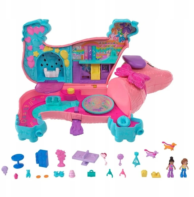 Mattel POLLY POCKET DOG PARTY RINKINYS KOMPAKTINIS LAGAMINAS + PRIEDAI 4+
