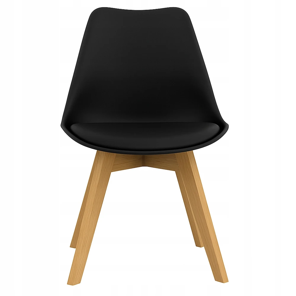 Polomeble Juoda skandinaviška kėdė su pagalve buko kojomis virtuvėje Living Room Deluxe