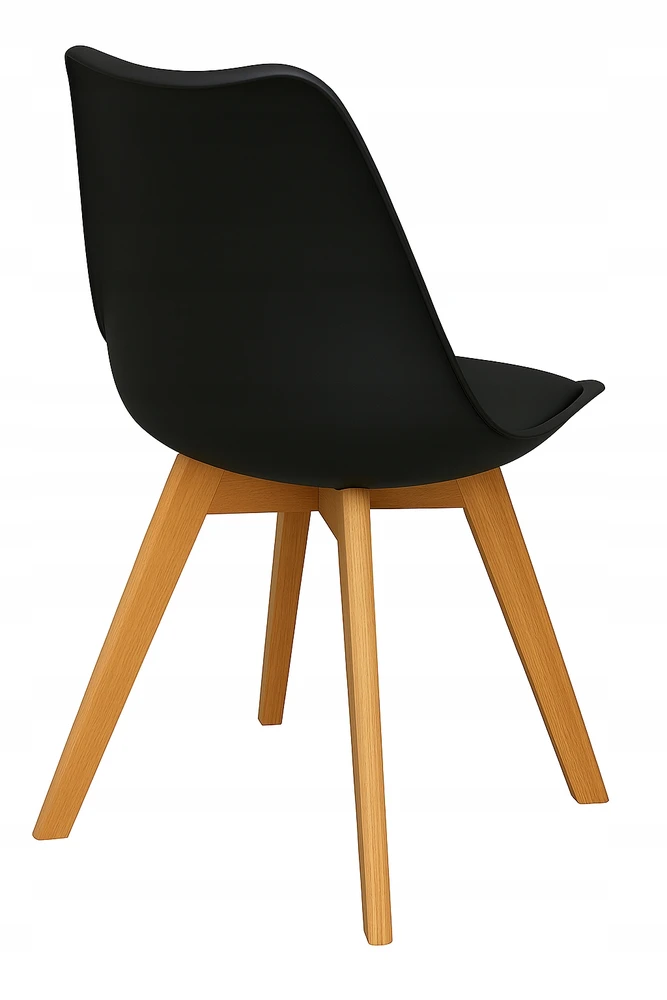 Polomeble Juoda skandinaviška kėdė su pagalve buko kojomis virtuvėje Living Room Deluxe
