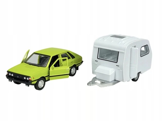POLONEZ 1500 MR'78 + KEMPINGO PRIEKABA 1:34 ATIDARYMO DURYS WELLY RETRO