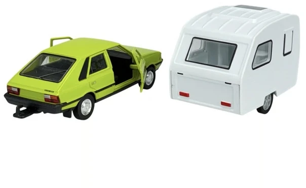 POLONEZ 1500 MR'78 + KEMPINGO PRIEKABA 1:34 ATIDARYMO DURYS WELLY RETRO