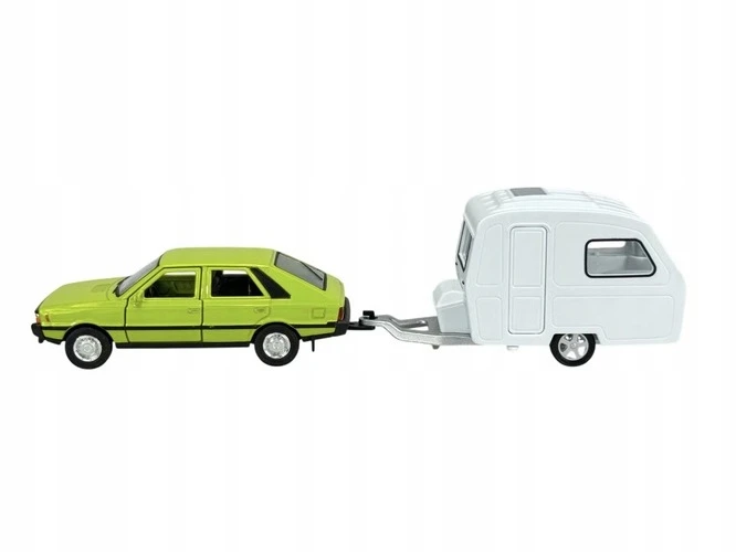 POLONEZ 1500 MR'78 + KEMPINGO PRIEKABA 1:34 ATIDARYMO DURYS WELLY RETRO
