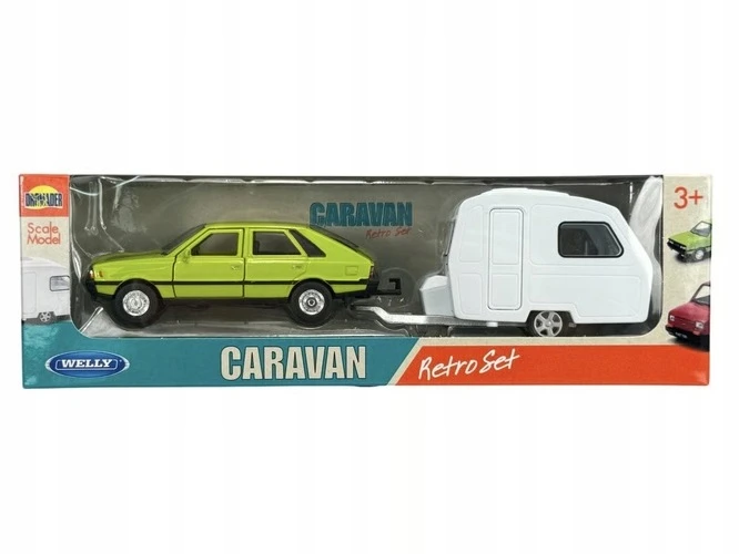 POLONEZ 1500 MR'78 + KEMPINGO PRIEKABA 1:34 ATIDARYMO DURYS WELLY RETRO