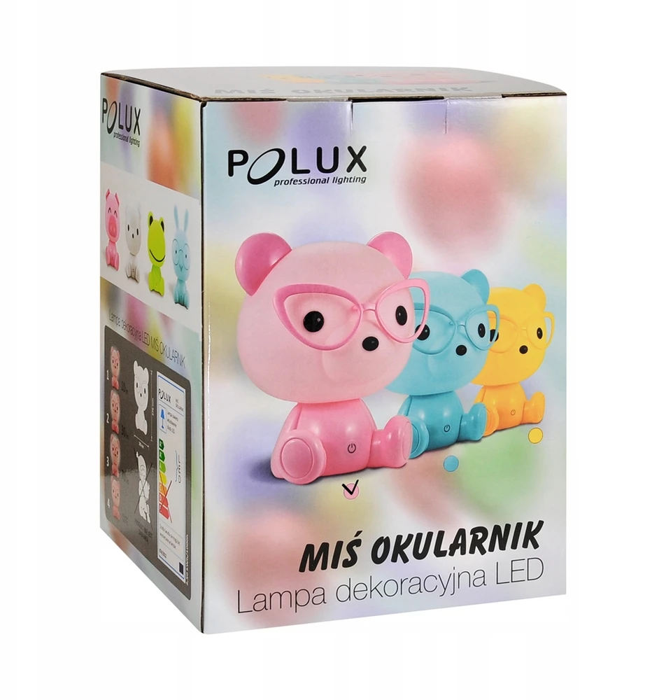 Polux Led naktinė lempa BEAR GLASSES Rožinė 2.5W
