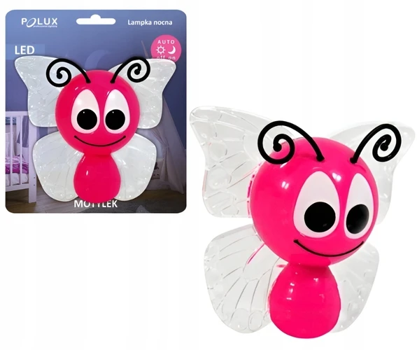 Polux NAKTINIS LEMPAS VAIKAMS KONTAKTINEI BUTTERFLY LED Rožinis 8lm 0,4W