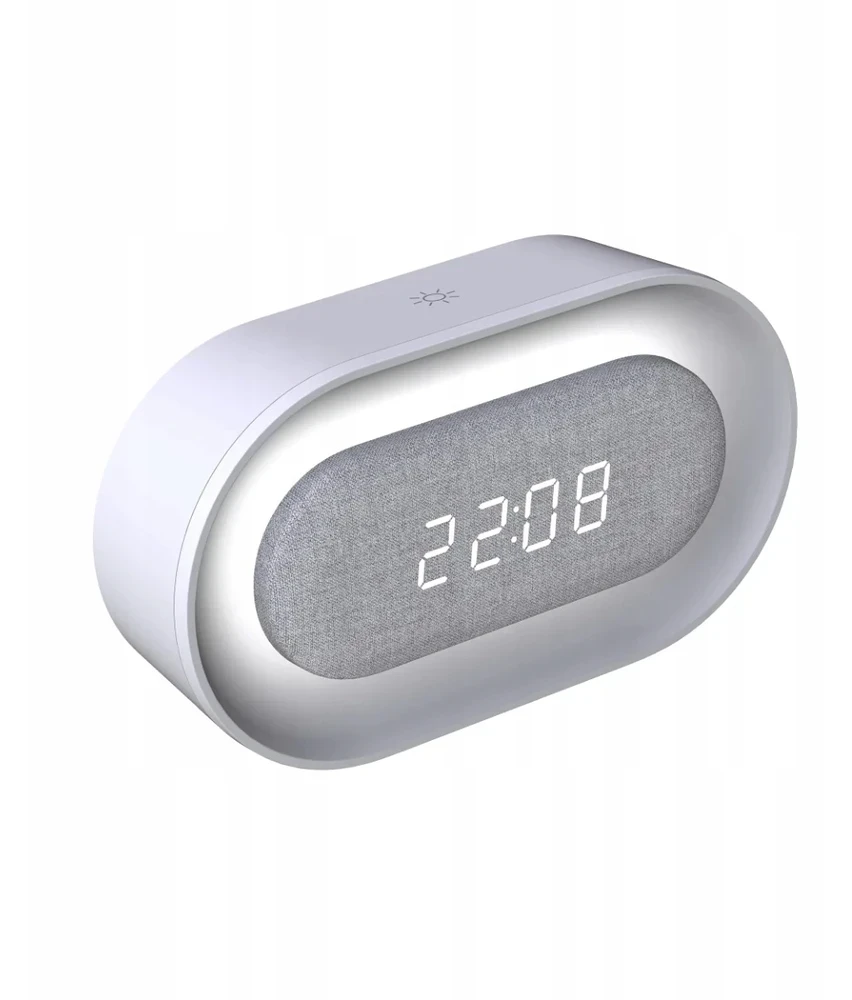 Polux Sanico Goldlux lampka stołowa nocna su budzikiem KAJA LED balta 328137