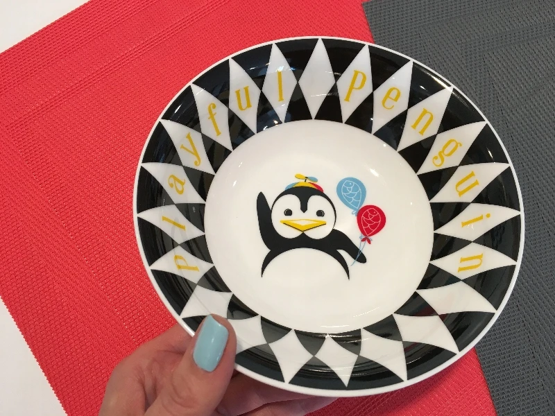 Pop Penguin porcelianinių indų rinkinys vaikiška vakarienės rinkinio dėžutė