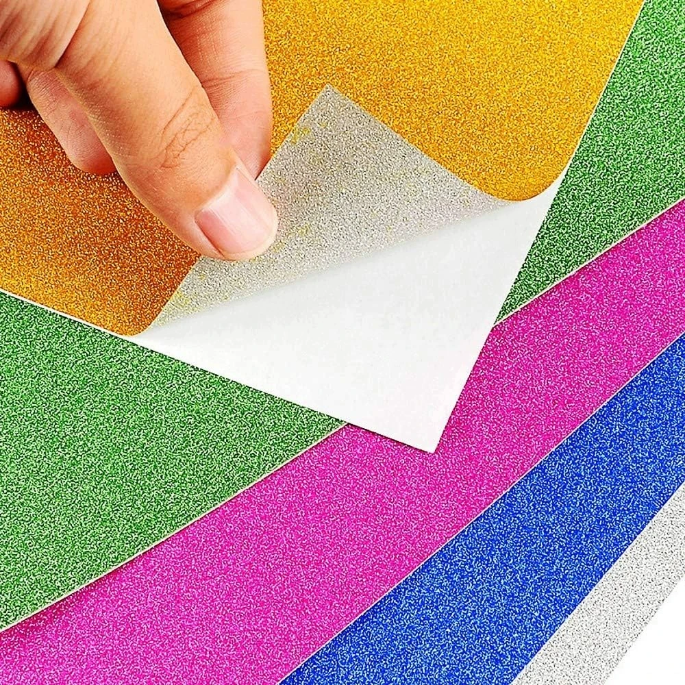 POPIERIAUS 10 Vnt. GLITTER SHEET A4 „pasidaryk pats“ dekoratyvus