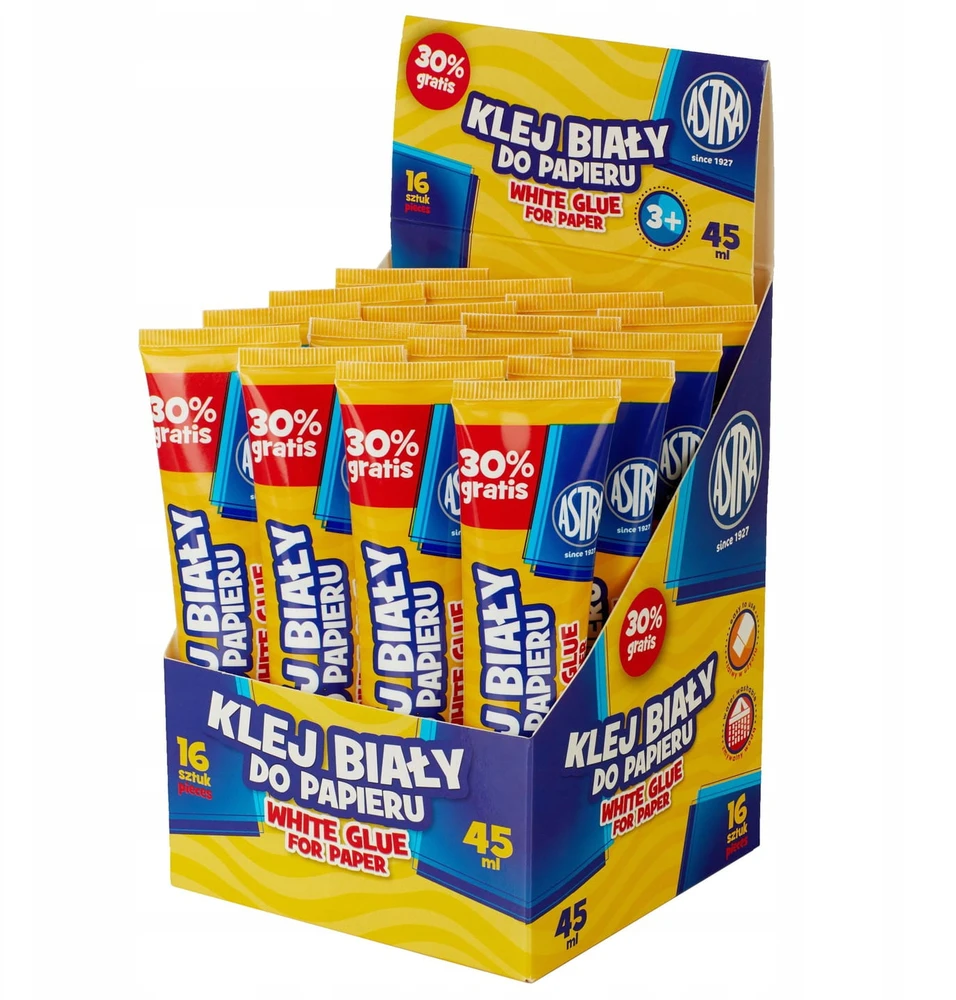 Popieriaus klijai balti 35ml (16vnt.) ASTRA - ASTRA kanceliarinės prekės