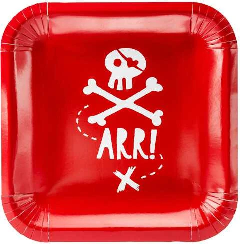 PartyDeco Popierinės lėkštutės "Pirates party" 6vnt 20 cm