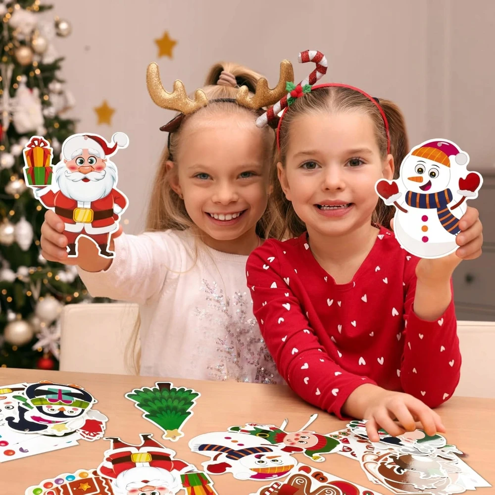 Popieriniai Kalėdų pakabukai su lipdukais, 8 vnt. rinkinys. Artmaker