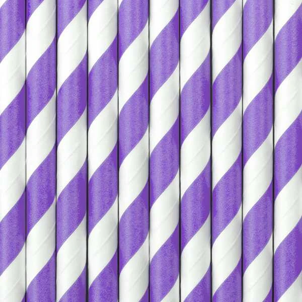 Party Deco Popieriniai šiaudeliai balta-violetinė