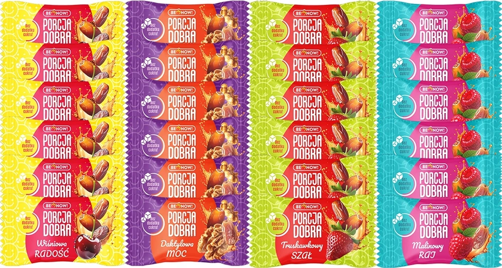 Porcja Dobra MIX batonėliai Braškių Vyšnių Aviečių Datulių Gera porcija 24 x 20g