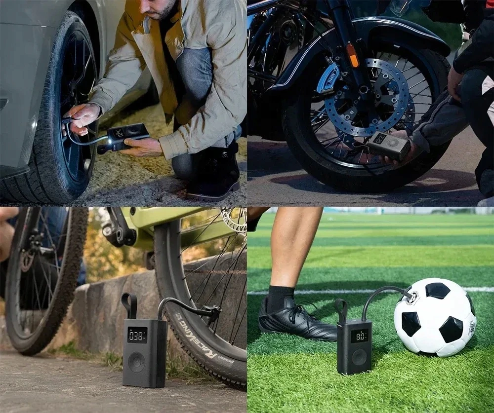 Nešiojamas kompresorius, elektrinis siurblys HOTO QWCQA001 (10.3 baro, 150 PSI, 2000 mAh)
