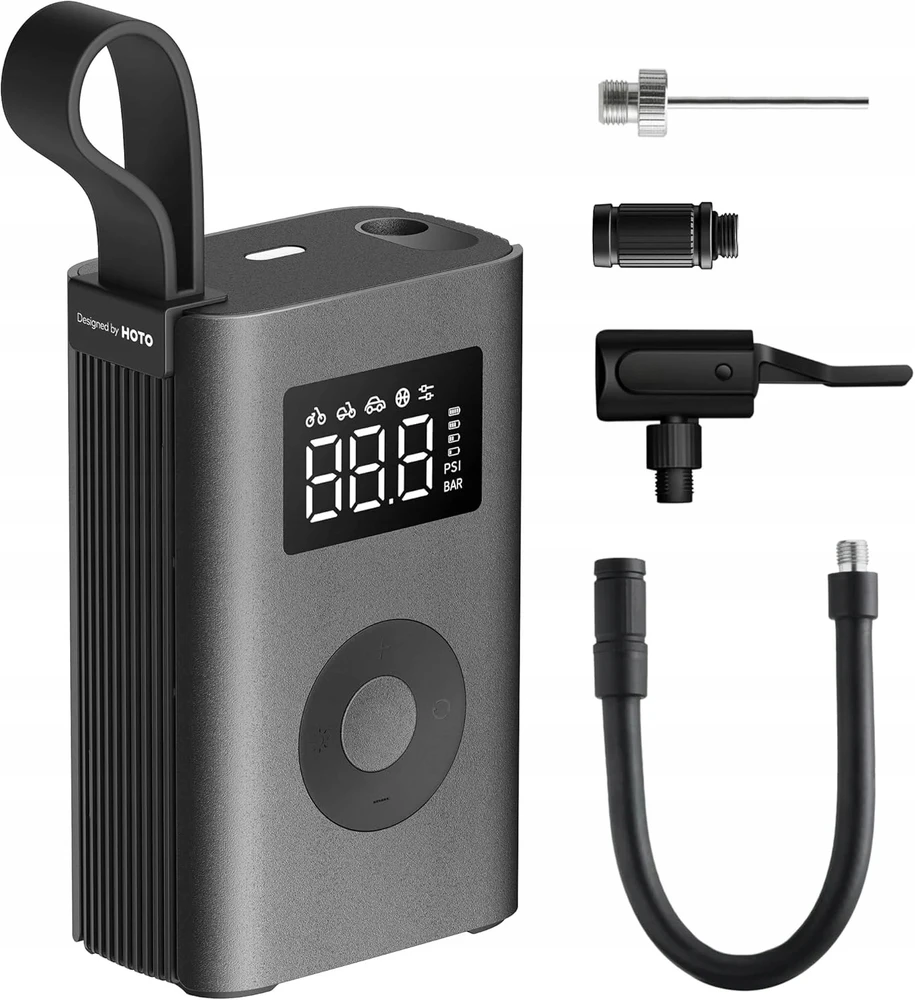 Nešiojamas kompresorius, elektrinis siurblys HOTO QWCQA001 (10.3 baro, 150 PSI, 2000 mAh)