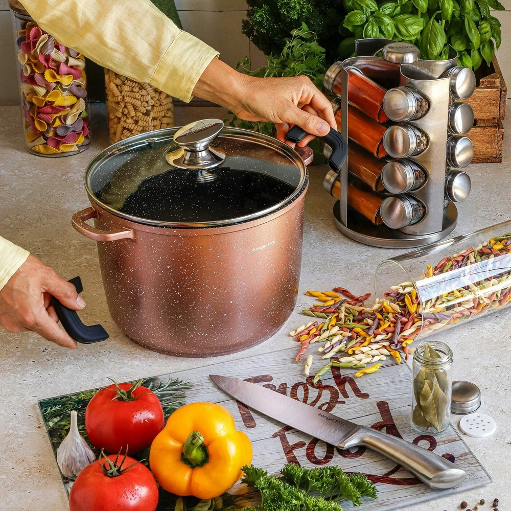 POT Induction HIGH su dangčiu Konighoffer Pollo Rose Gold 10L 28cm