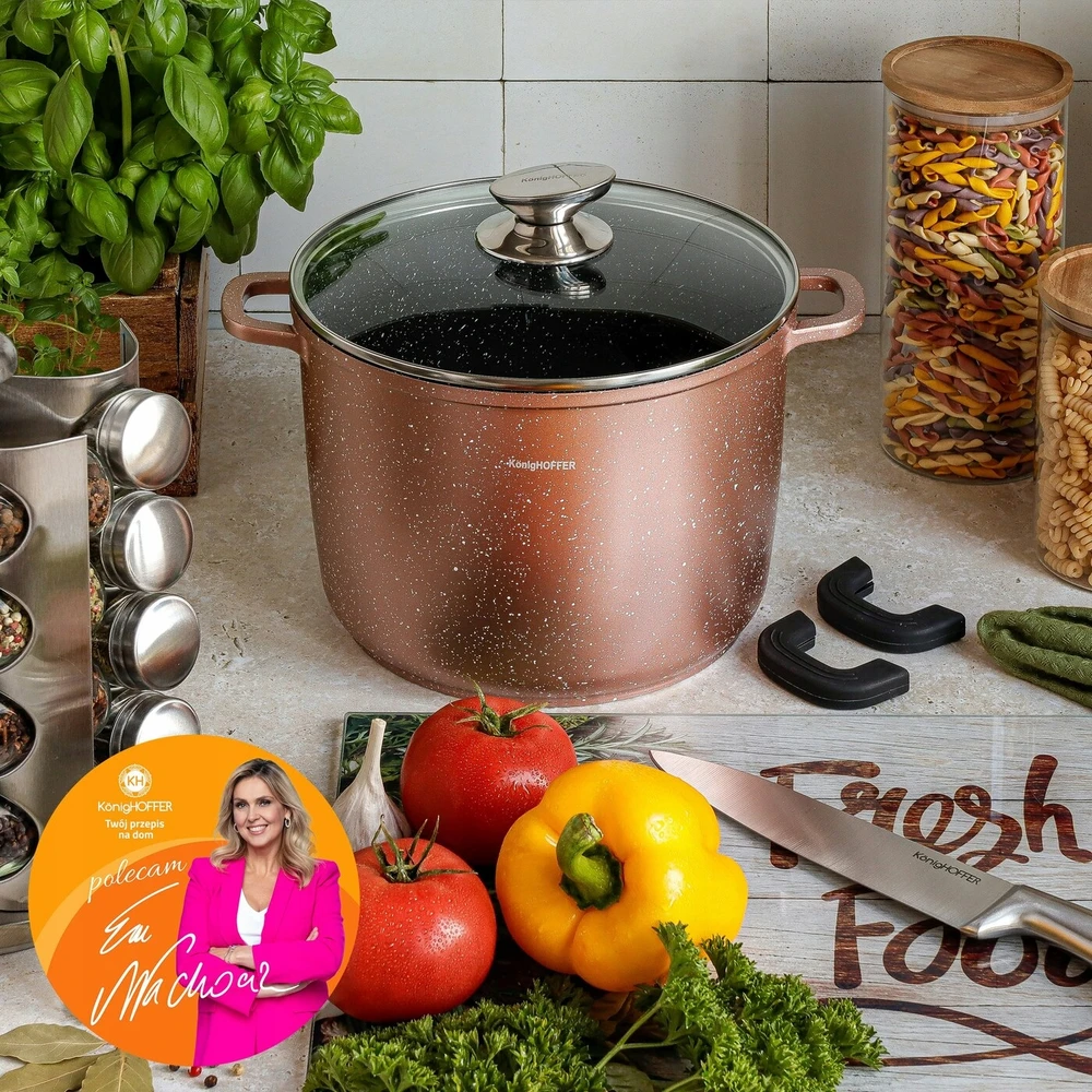 POT Induction HIGH su dangčiu Konighoffer Pollo Rose Gold 10L 28cm