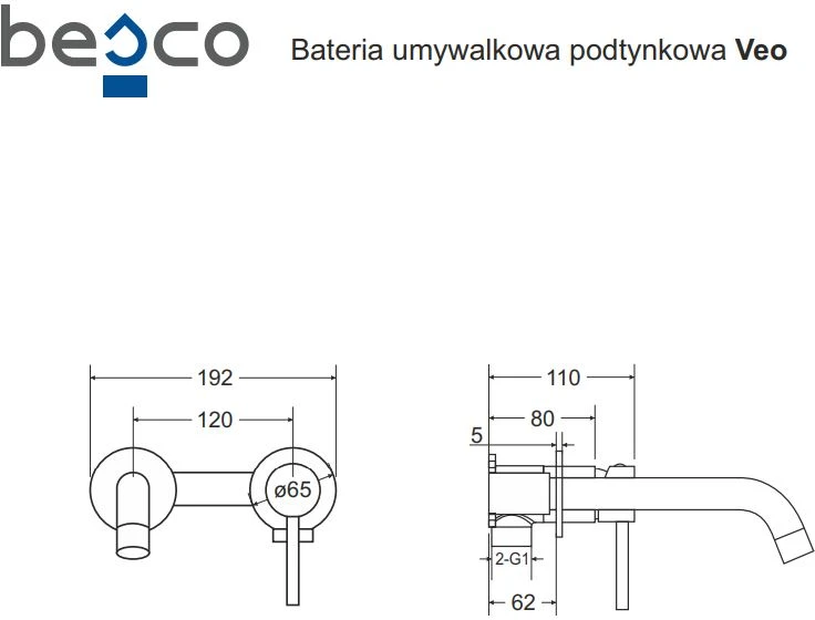 Potinkinis praustuvo maišytuvas Besco Veo, Chrome