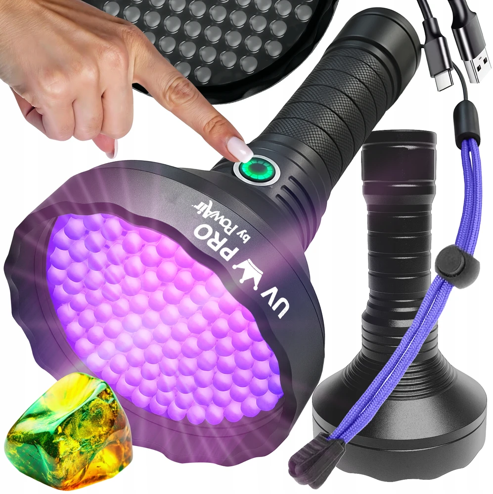 PowAir UV KING PRO 128 LED UV žibintuvėlis gintarui - USB C - gintaras