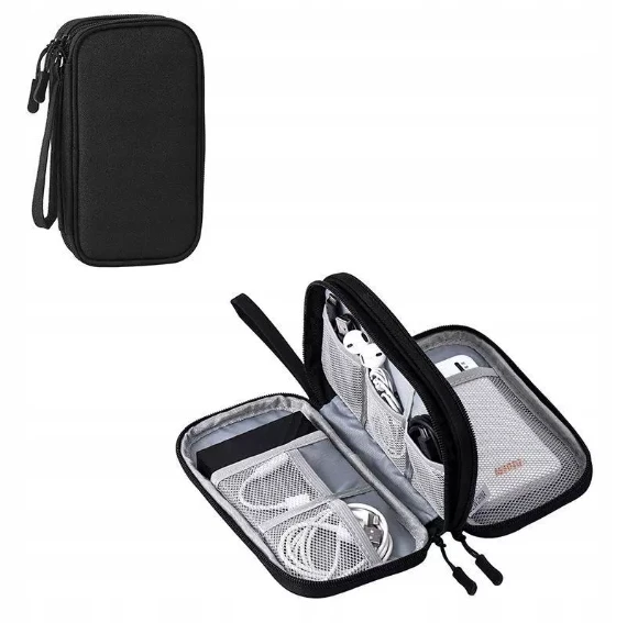 „Powerbank“ įkroviklių laikiklis, kelioninis kabelių, diskų dėklas, dvisluoksnis