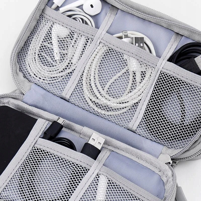 „Powerbank“ įkroviklių laikiklis, kelioninis kabelių, diskų dėklas, dvisluoksnis