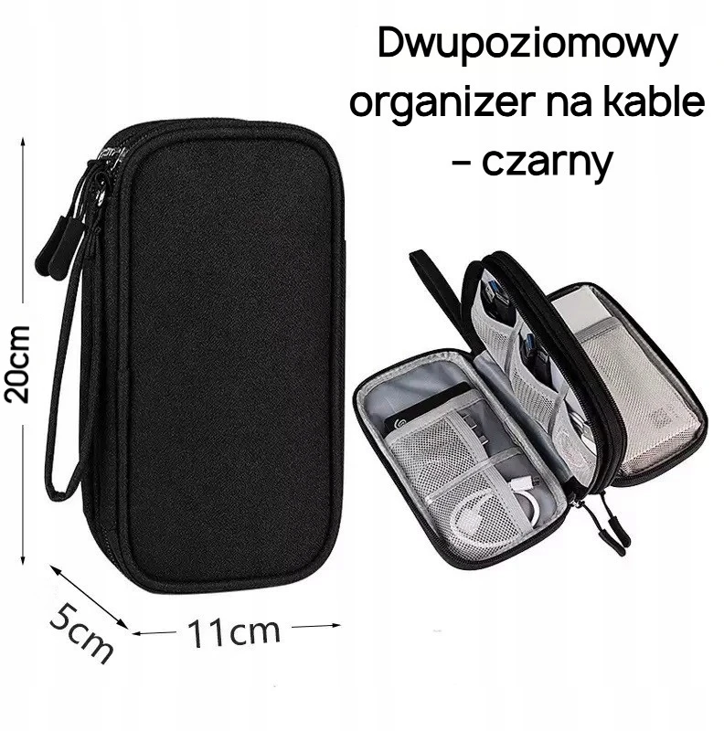 „Powerbank“ įkroviklių laikiklis, kelioninis kabelių, diskų dėklas, dvisluoksnis